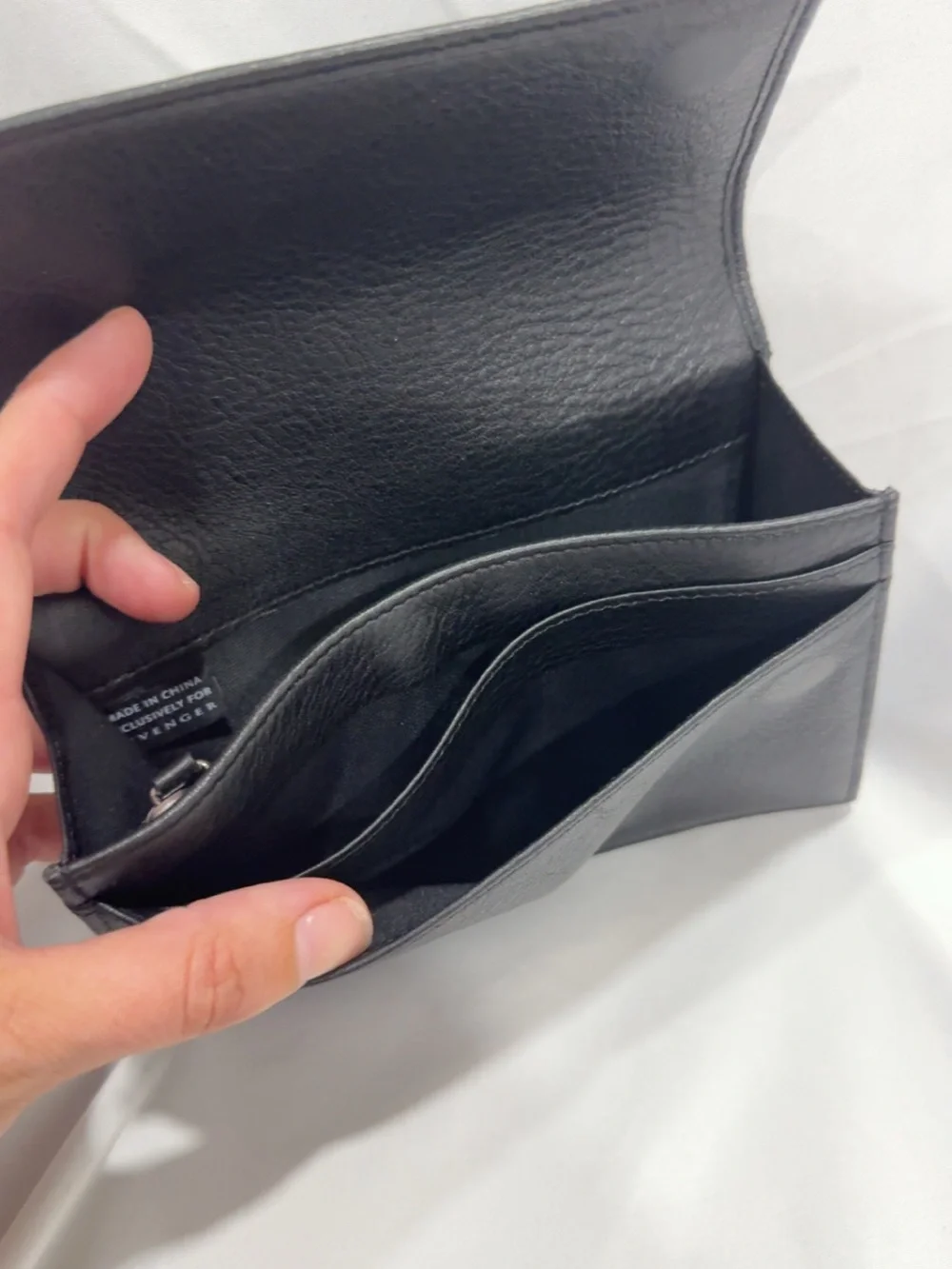 Levenger RFID Travel Black Leather Fold-Over Wallet